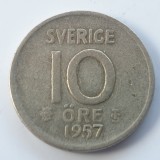 Suedia 10 &ouml;re 1957 argint, Europa