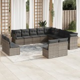 Gossi set canapea de gradina cu perne, 12 piese, gri, poliratan