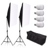 Set 2 bucati softbox si suport AbestStudio, 50 * 70cm, E27, 2m, 4 becuri, Husa, Negru