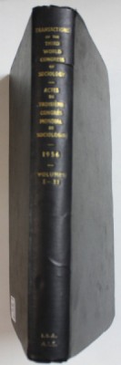 TRANSACTIONS OF THE THIRD WORLD CONGRESS OF SOCIOLOGY , VOLUME I , 1956 foto
