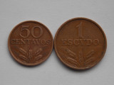 Lot 2 monede -50 CENTAVOS, 1 ESCUDO 1973 PORTUGALIA, Europa
