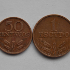 lot 2 monede -50 CENTAVOS, 1 ESCUDO 1973 PORTUGALIA