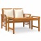 Set mobilier gradina cu perne alb crem, 2 piese, lemn masiv