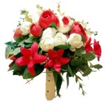 Buchet de Flori EVENTISSIMI - Bujori Alb Rosu, Eventissimi&reg;