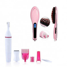 Perie indreptat parul + Trimmer electric 5 in 1 foto