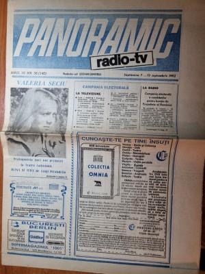 panoramic radio-tv 7 - 13 septembrie 1992 foto