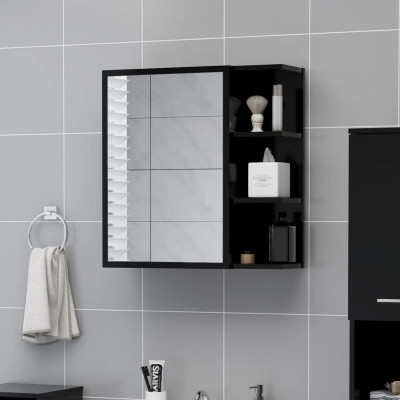 vidaXL Dulap de baie cu oglindă, negru, 62,5x20,5x64cm, lemn prelucrat foto