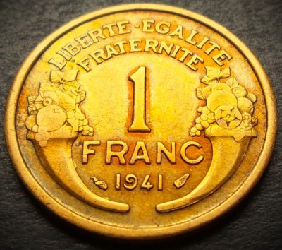 Moneda istorica 1 FRANC - FRANTA, anul 1941 *cod 3986 = excelenta! foto