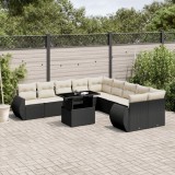Cumpara ieftin Set canapele de grădină cu perne, 11 piese, negru, poliratan