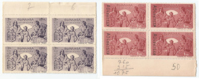 *Romania, lot 423 fiscale, timbru de ajutor, blocuri de 4 timbre, 1942, MNH foto