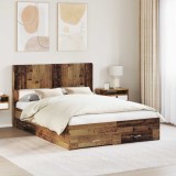 Cumpara ieftin Cadru de pat cu depozitare si tablie Lemn vechi 120 x 190 cm