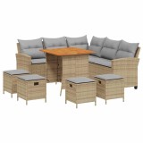 Cumpara ieftin Set canapele de gradina cu 6 piese si perne, forma de L, bej, poliratan