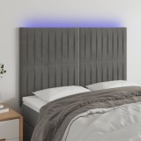 Gossi tablie de pat cu led, gri deschis, 144x5x118/128 cm, catifea