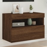 VidaXL Comodă TV de perete cu lumini LED, stejar maro, 60x30x40 cm