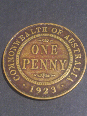 One 1 Penny peny 1923 Australia, stare EF (vezi poze) foto
