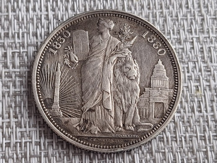 5 francs / franci 1830 - 1880, tiraj 6714 bucati, argint
