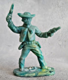 Figurină Romania anilor 80 Ceaușescu Cowboy șerif pistolar verde cu inserții