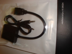 Cablu adaptor convertor HDMI la VGA + cablu audio jack proiector video foto