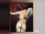 Tablou Femeie Nud, Tablou Silueta Femeie, Tablou Femeie Misterioasa, Pictura nud, Ulei, Abstract