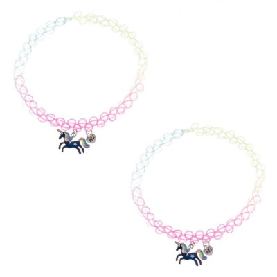 Set Coliere Chocker Mood Jewels, Model Unicorn, Pietre de dispoziție, Multicolor, 2 Bucăți foto