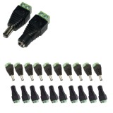 Set 10 conectori alimentare CCTV mama tata 2.1 5.5 mm cu prindere surub, adaptor alimentare camere supraveghere compatibil cablu alimentare sau UTP