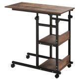 HOMCOM Masă auxiliară cu role, reglabilă pe &icirc;nălțime, compactă, 2 rafturi, cadru metalic, 80x40x72-82 cm, Maro/Negru | Aosom Romania