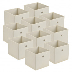 [en.casa]? Set 10 bucati cutii pliabile pentru depozitare, 28 x 30 x 30 cm, poliester (material netesut), bej HausGarden Leisure foto