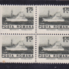 ROMANIA 1974 UZUALE/ NAVE MARITIME, VALOAREA DE 1,75 Lei IN BLOC DE 4, MNH