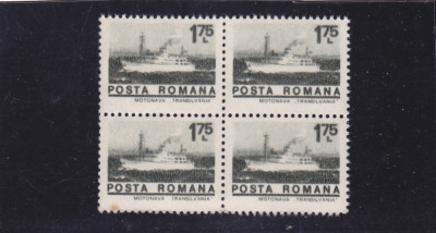 ROMANIA 1974 UZUALE/ NAVE MARITIME, VALOAREA DE 1,75 Lei IN BLOC DE 4, MNH foto