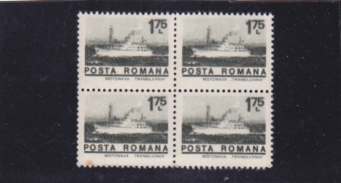 ROMANIA 1974 UZUALE/ NAVE MARITIME, VALOAREA DE 1,75 Lei IN BLOC DE 4, MNH