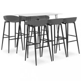 vidaXL Set mobilier de bar, 7 piese, alb și gri 3057425