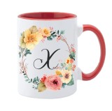 Cana maner rosu personalizata cu initiala X, INOVATIX&reg;. 330ml