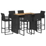 Cumpara ieftin Set mobilier bar de gradina fara perne 7 piese negru poliratan