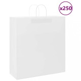 Pungi de h&acirc;rtie 250 buc cu m&acirc;nere albe 45x17x48 cm