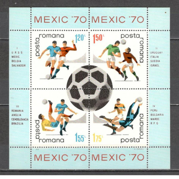 Romania.1970 C.M. de fotbal MEXIC-Bl. DR.236