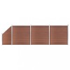 Set panouri gard, 3 pătrate + 1 oblic, maro, 619 x 186 cm, WPC