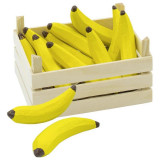 Set 10 Banane in ladita Goki, 13.6 x 10.6 x 6.8 cm, lemn, 3 ani+, Galben
