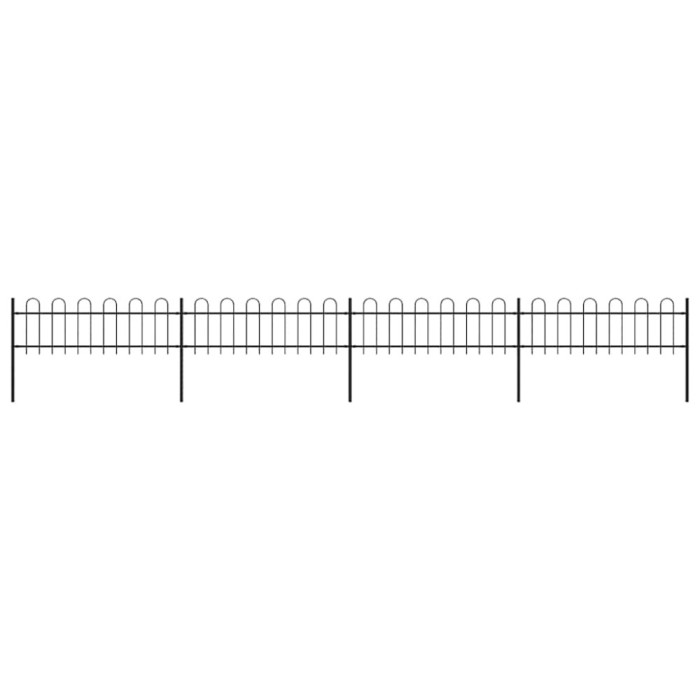 vidaXL Gard de grădină cu v&acirc;rf circular din oțel, 714,5 x 60 cm, negru 277641