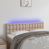 Tablie de pat cu LED cappuccino 144x5x78/88 cm piele ecologica GartenMobel Dekor, vidaXL