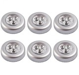 Cumpara ieftin Set 6x Lampa universala autoadeziva cu 3 LED-uri, utilizare baterii de tip AAA - Argintiu, Dactylion