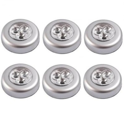Set 6x Lampa universala autoadeziva cu 3 LED-uri, utilizare baterii de tip AAA - Argintiu foto