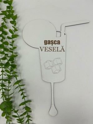 Props in forma de pahar,cu textul ,,Gasca vesela din MDF foto