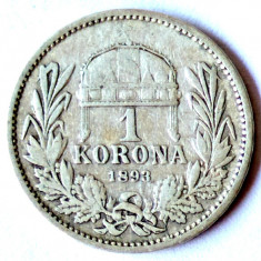 UNGARIA 1 COROANA 1893 CORONA KORONA ARGINT VF+