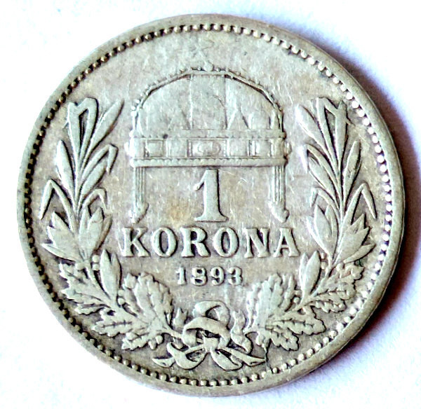 UNGARIA 1 COROANA 1893 CORONA KORONA ARGINT VF+