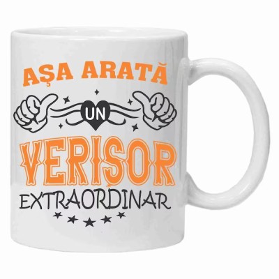Cana alba personalizata &amp;quot;asa arata un verisor extraordinar&amp;quot;, INOVATIX&amp;reg;️. 330ml foto