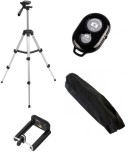 Trepied foto extensibil si reglabil, cu telecomanda, 112 cm, 3 sectiuni, aluminiu si plastic, negru/argintiu, Oem