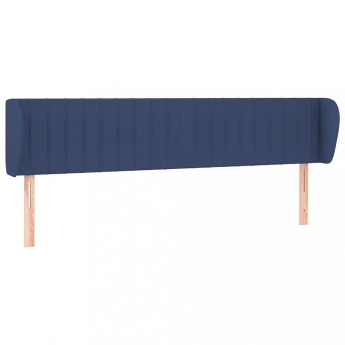 Tablie de pat cu aripioare, albastru, 183x23x78/88 cm textil