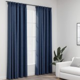 Cumpara ieftin Draperii opace aspect in, c&acirc;rlige, 2 buc., albastru, 140x245 cm