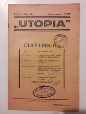 Revista UTOPIA nr. 10 / 1929 / R3S foto