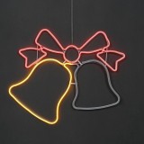 Decoratiune Craciun exterior clopotei neon, Hoff, 360 LED-uri, lumina calda / rosie, alimentare curent electric, H 48 cm